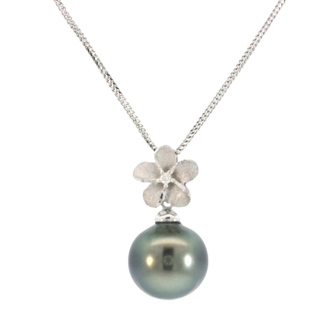 Plumeria Pendant with Tahitian Pearl
