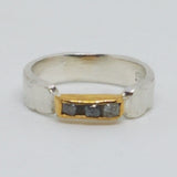 Two Tone Rough Diamond Bar Ring