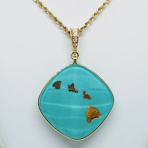 Treasure Island Pendant with Diamonds - Four Islands & Kauai