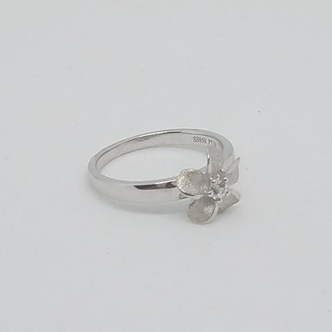 Silver Single Plumeria Ring
