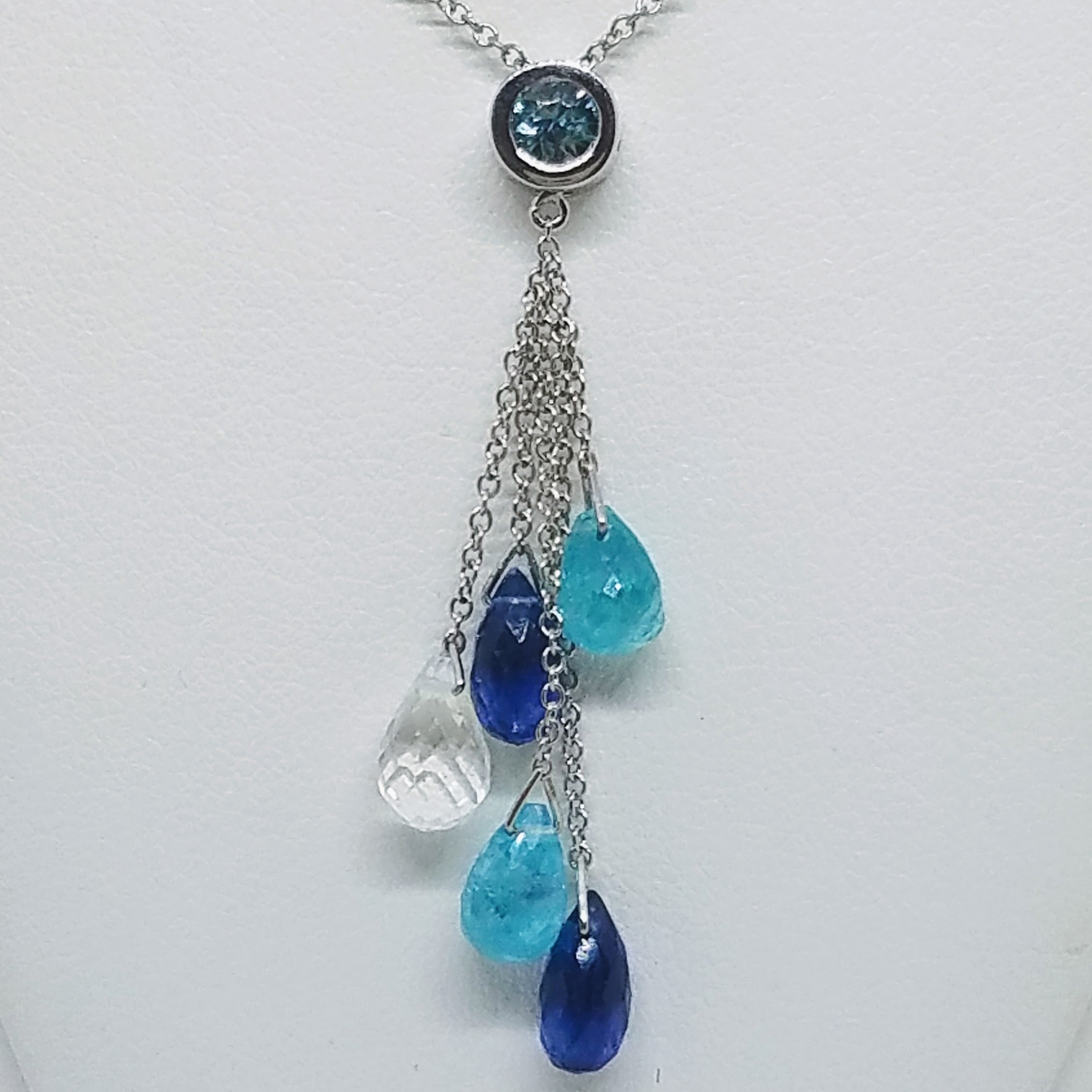 Kyanite, Apatite, Blue Zircon and Quartz Necklace