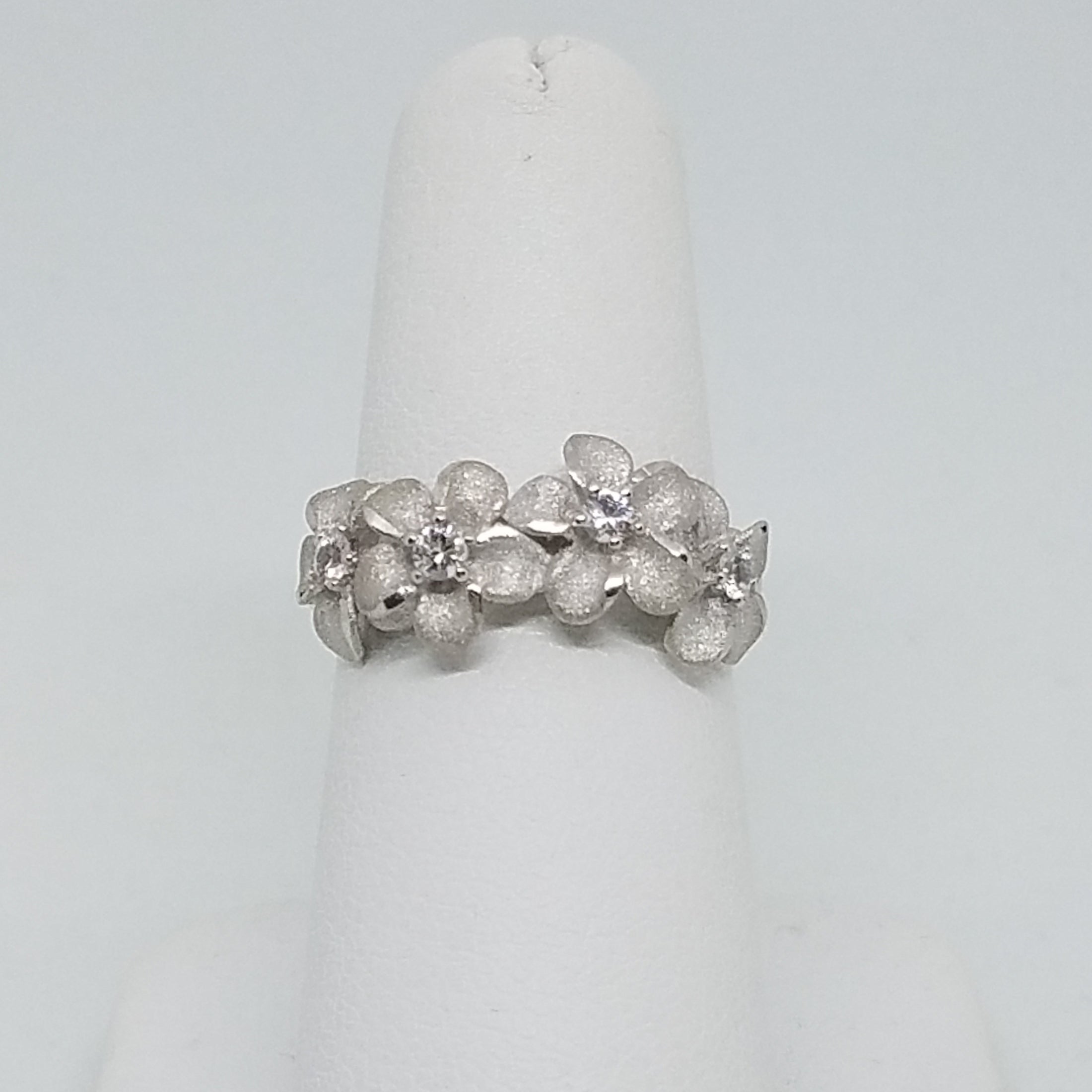 Silver Four Plumeria Ring