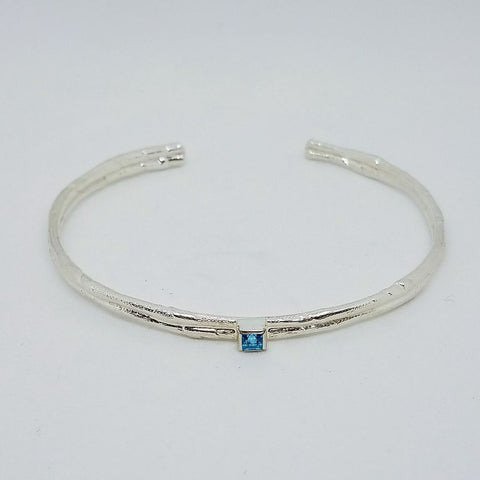 Simple Silver Bracelet with Blue Topaz