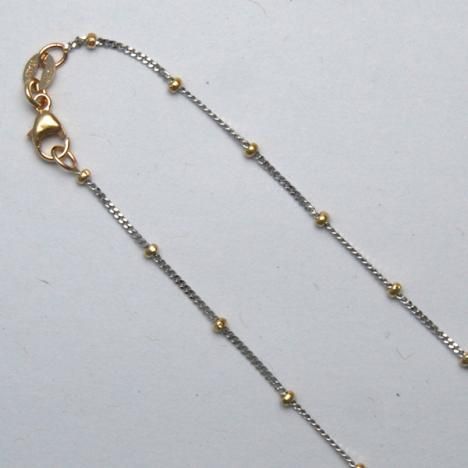 14K Two-Tone Curb Chain with Beads
