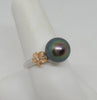 Tahitian Pearl Ring with Plumerias