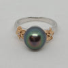 Tahitian Pearl Ring with Plumerias