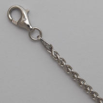 Rhodium Plated Sterling Silver Wheat Chain