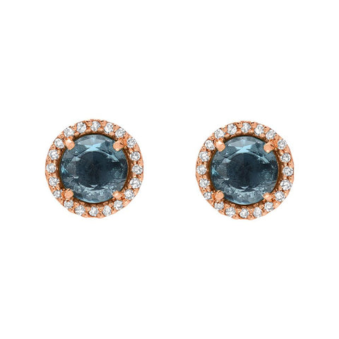 Blue Topaz and Diamond Stud Earrings