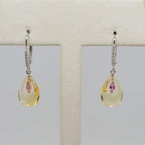 Citrine and Pink Sapphire Earrings