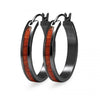 Koa Wood Hoop Earrings - Gunmetal Plated