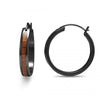 Koa Wood Hoop Earrings - Gunmetal Plated