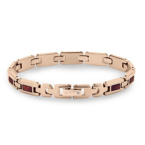 Koa Wood Link Bracelet - Slim Rose Gold Plated