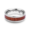 Classic Koa Wood Inlay Tungsten Ring - Brushed