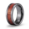 Classic Koa Wood Inlay Tungsten Ring - Gunmetal