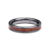 Thin Koa Wood Inlay Tungsten Ring - Gunmetal Brushed Finish