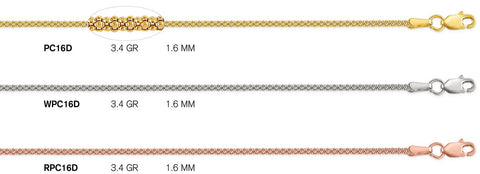 14k Yellow Gold Popcorn Chain