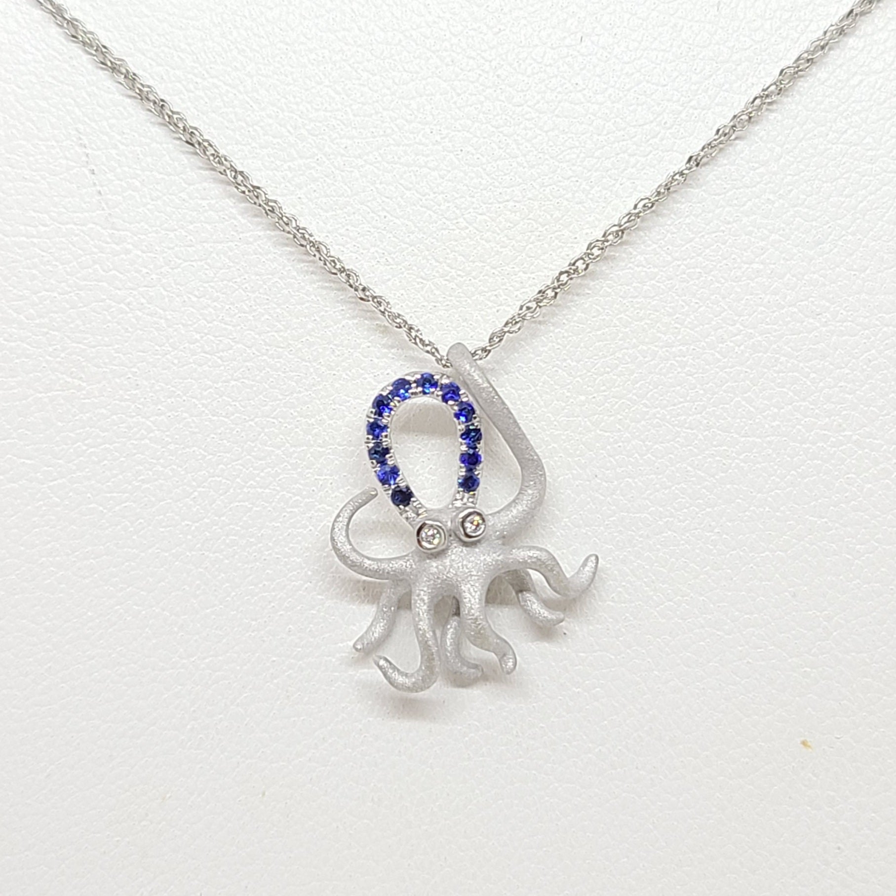 Blue Sapphire Octopus Pendant