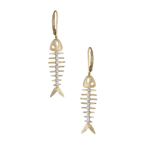 Fish Bone Leverback Earrings