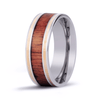 Classic Koa Wood Inlay Titanium Ring with 14k Gold Inlay