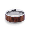Wide Koa Wood Inlay Titanium Ring