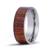 Wide Koa Wood Inlay Titanium Ring